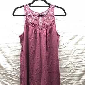 Junior's High Necked Maroon Smock Dress